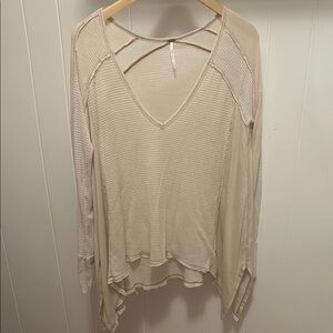 Free People Long Sleeve Waffle Shirt